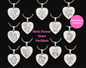 Birth Flower Heart Necklace Personalized Gift for Mother's Day, Birthday, Best Friend Gift (12 Flowers)