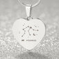 Aquarius Personalized Zodiac Constellation Map Heart Shaped Engravable Necklace
