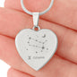 Gemini Personalized Zodiac Constellation Map Heart Shaped Engravable Necklace