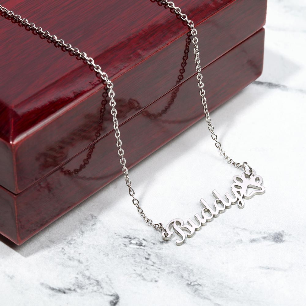 PERSONALIZED PAW PRINT NAME NECKLACE