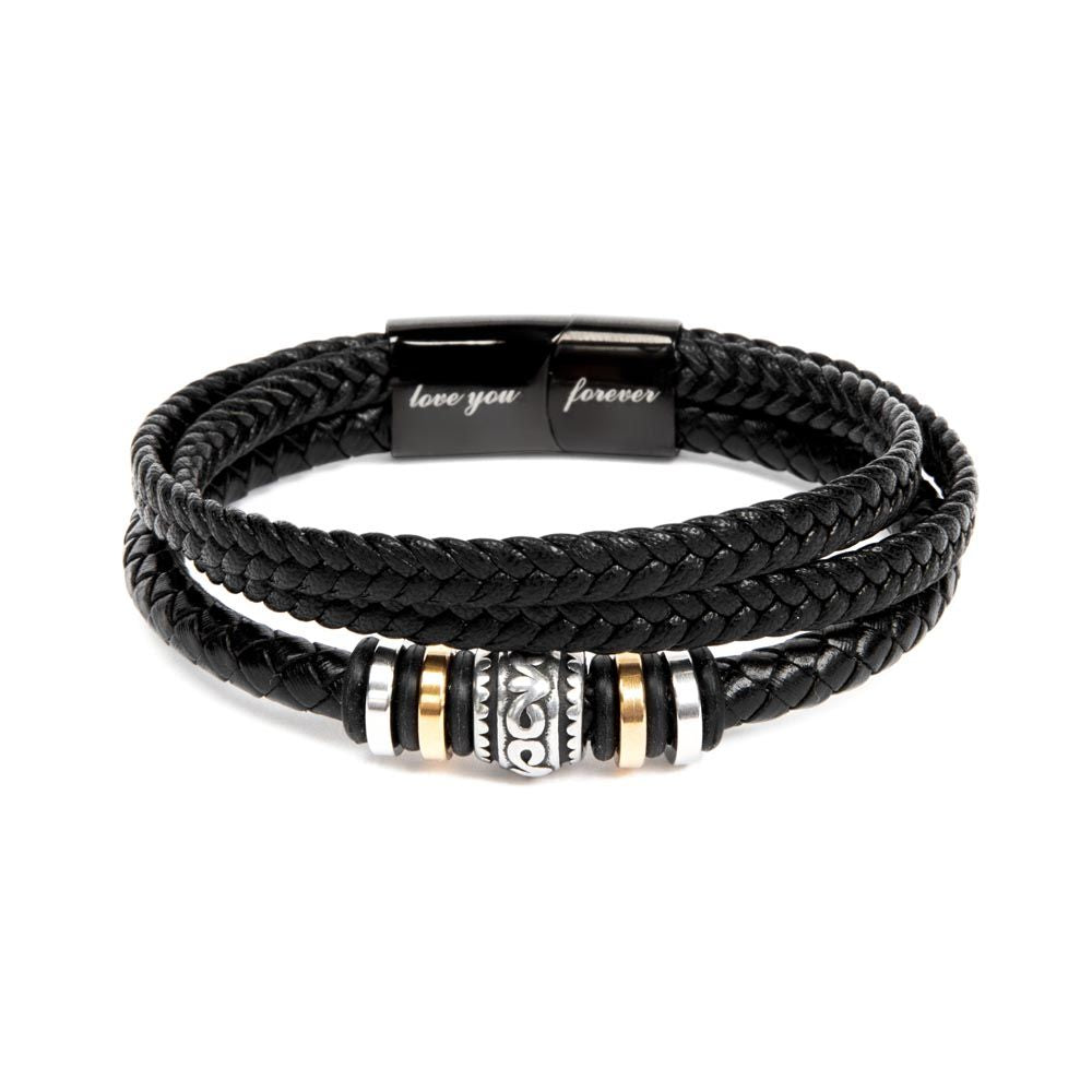 Bracelet Gift to Dad from Son Braided Vegan Leather for Birthday, Fathers Day, Christmas, Any Occasion
