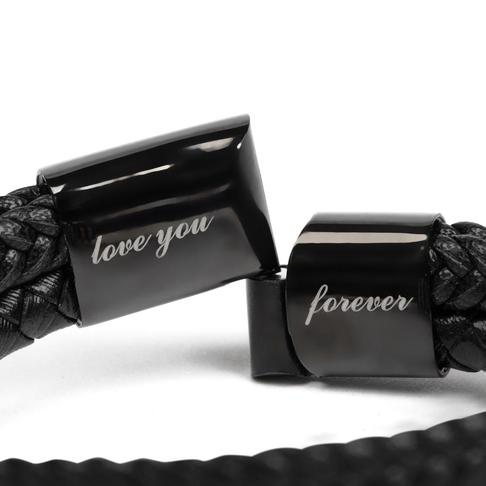 Bracelet Gift to Dad from Son Braided Vegan Leather for Birthday, Fathers Day, Christmas, Any Occasion