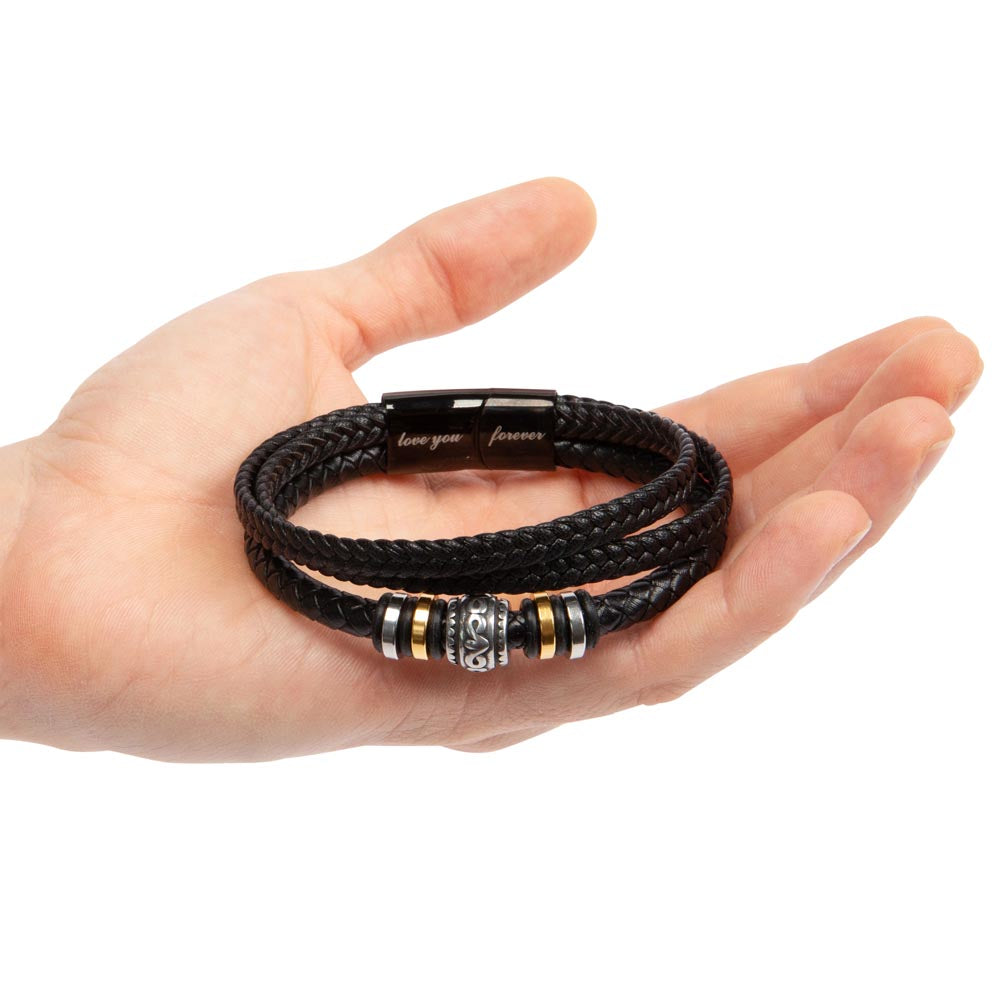 Bracelet Gift to Dad from Son Braided Vegan Leather for Birthday, Fathers Day, Christmas, Any Occasion