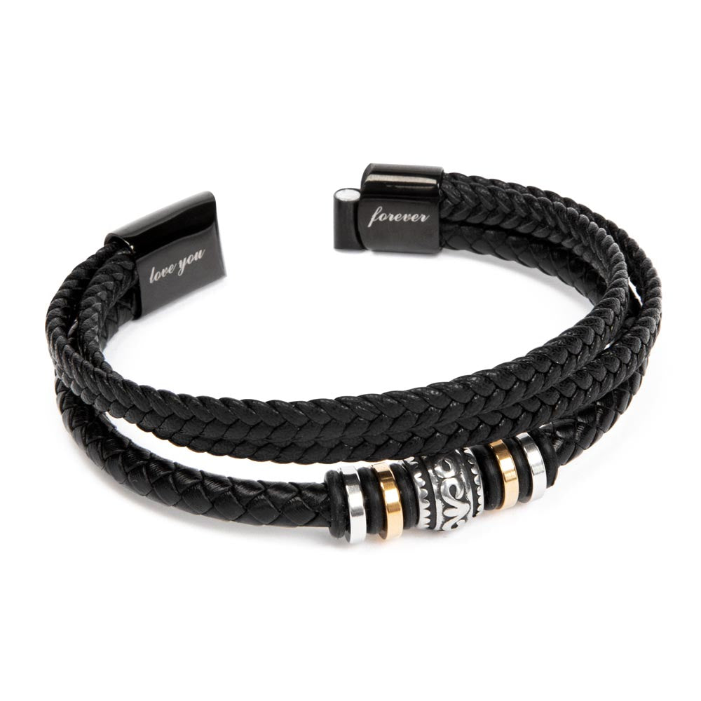Mens Leather Bracelet for Dad Gift Birthday Vegan Leather Fathers Day or Christmas Gift