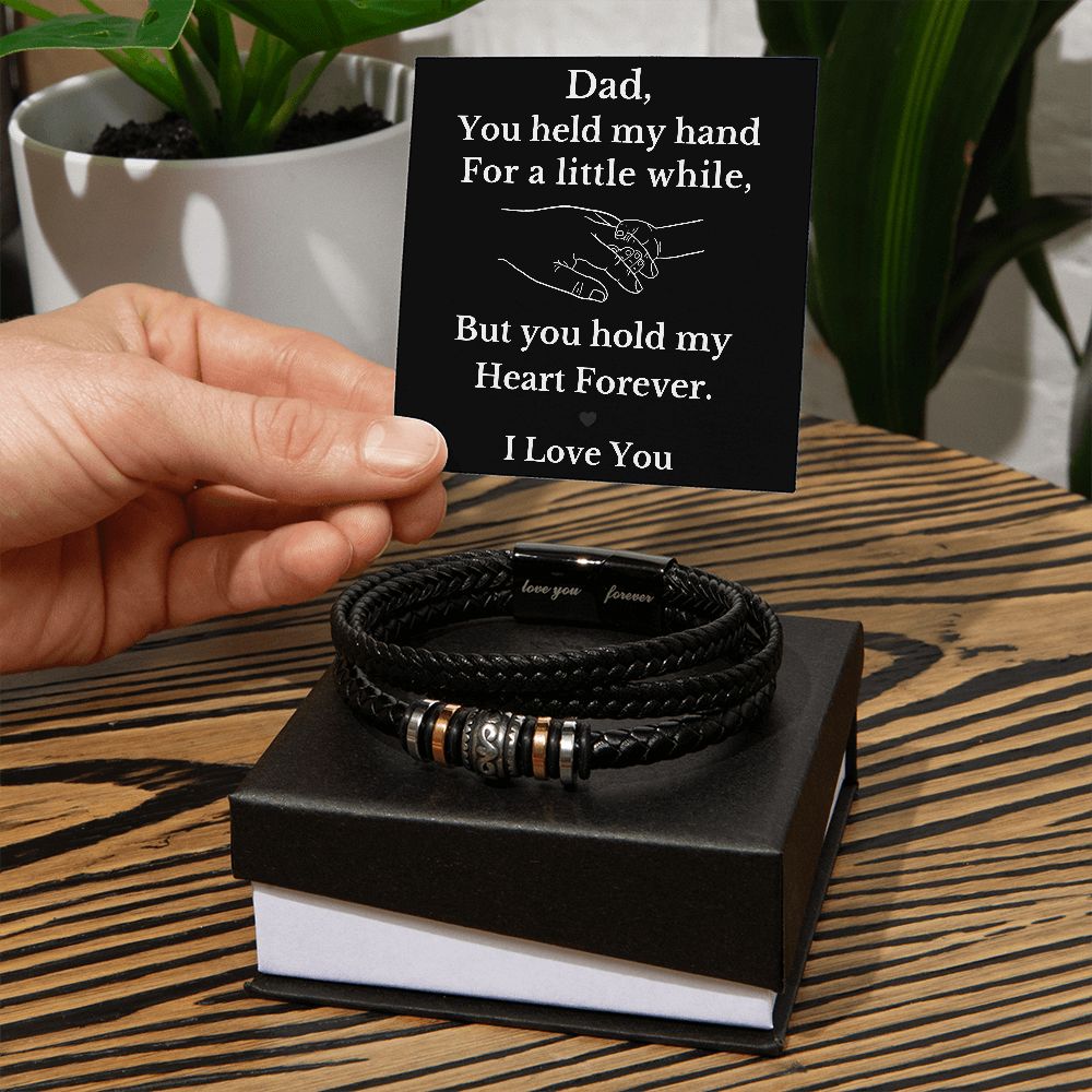 Mens Leather Bracelet for Dad Gift Birthday Vegan Leather Fathers Day or Christmas Gift
