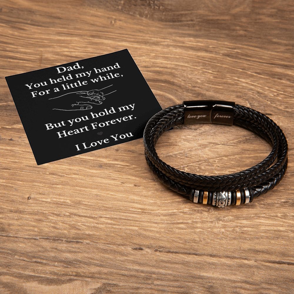 Mens Leather Bracelet for Dad Gift Birthday Vegan Leather Fathers Day or Christmas Gift