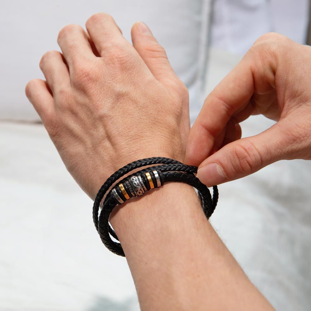 Bracelet Gift to Dad from Son Braided Vegan Leather for Birthday, Fathers Day, Christmas, Any Occasion