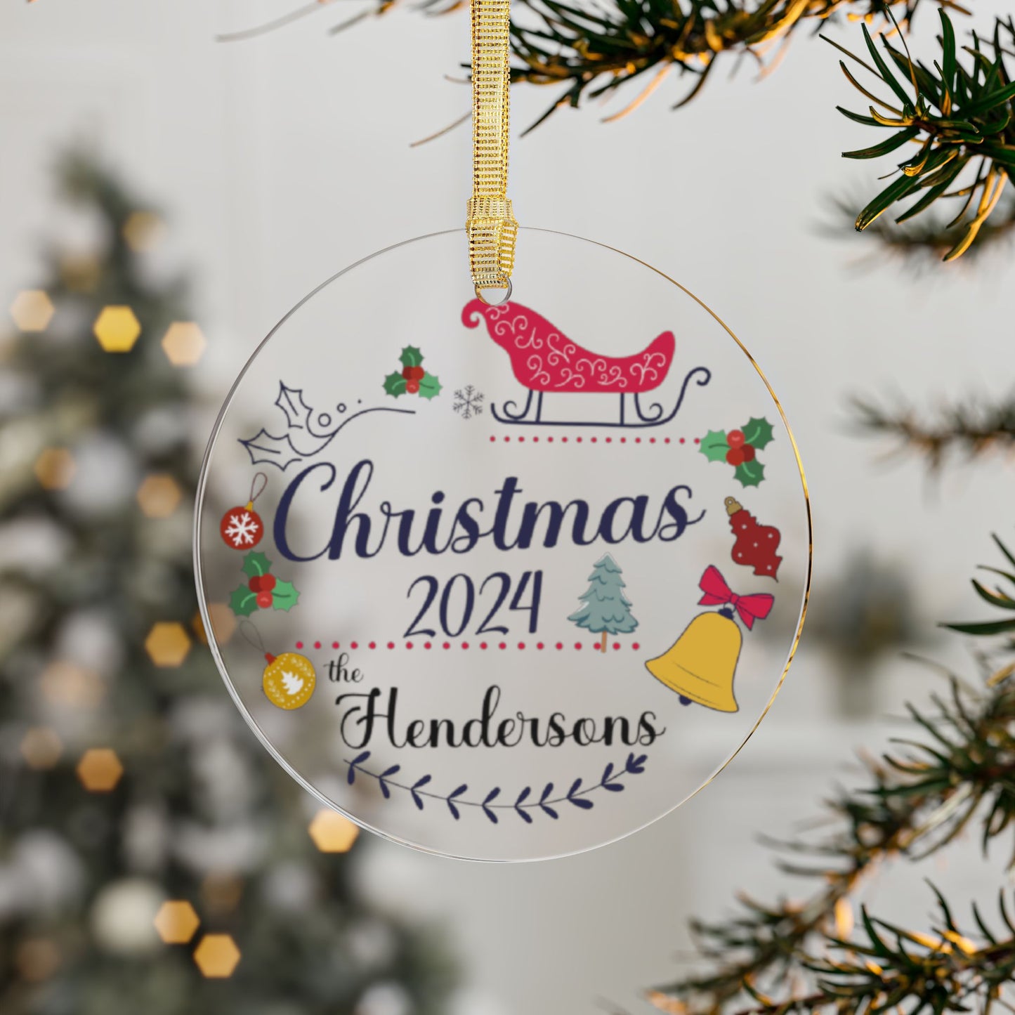 Personalized Christmas 2024 Acrylic Ornament