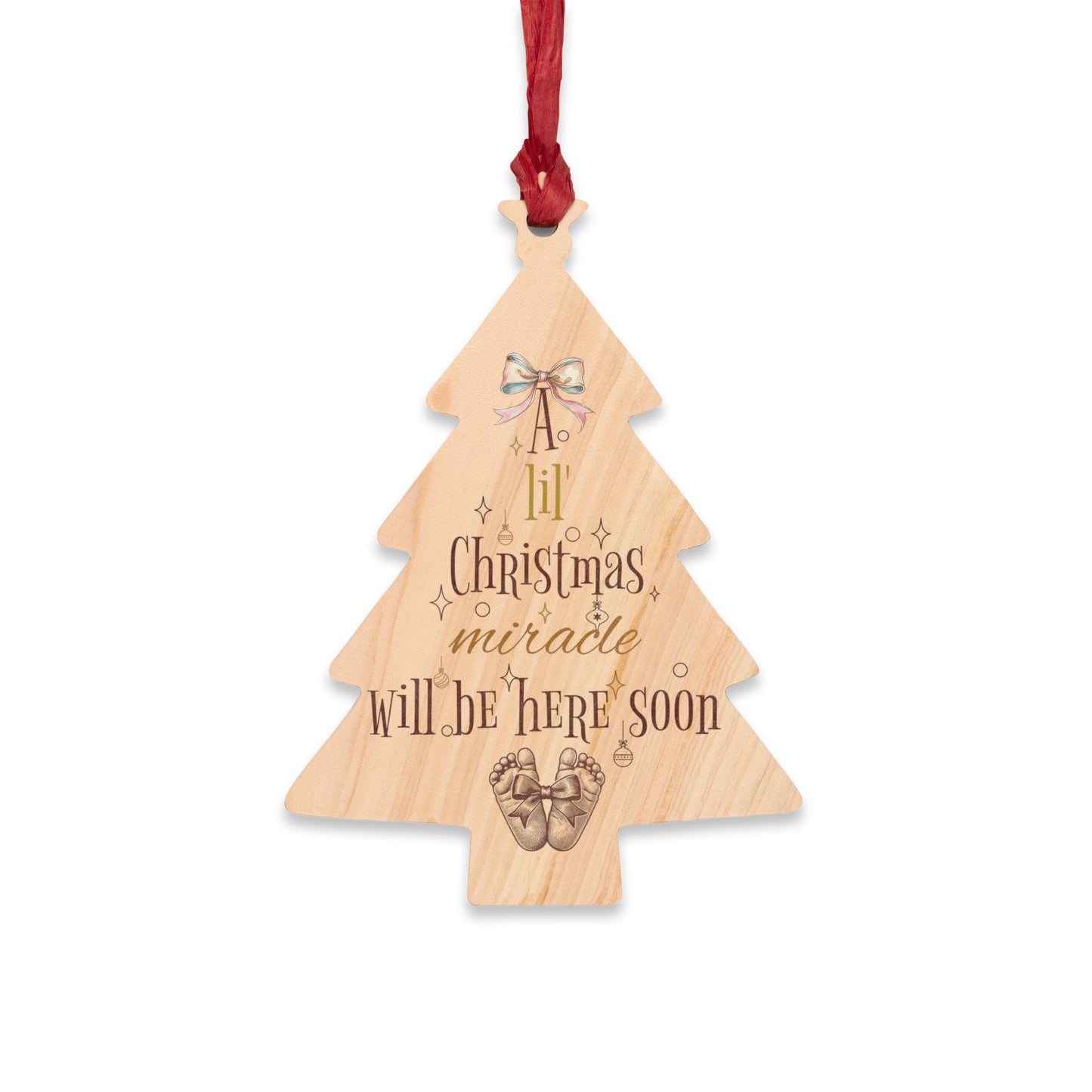 Pregnancy New Baby Announcement Wooden Ornament