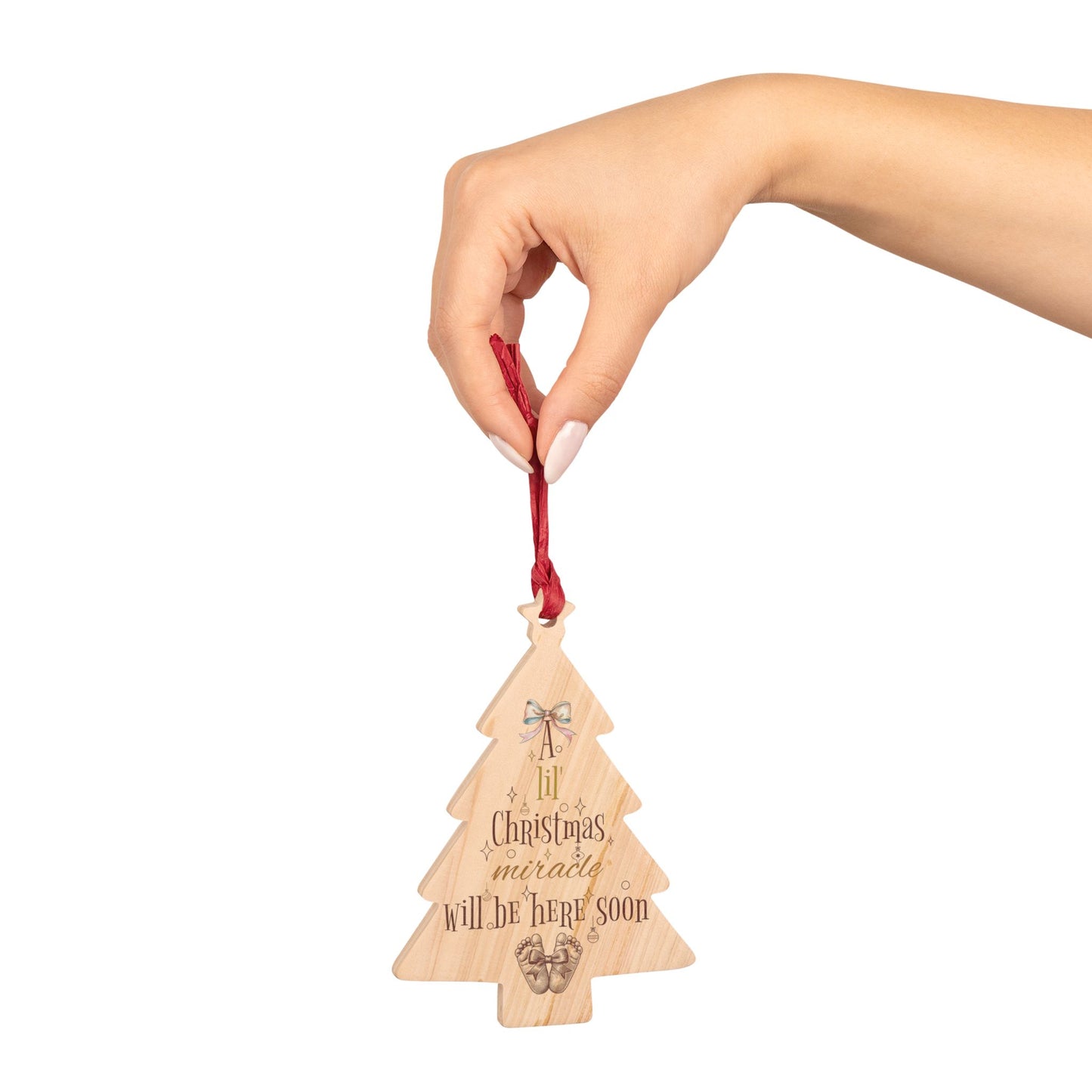 Pregnancy New Baby Announcement Wooden Ornament