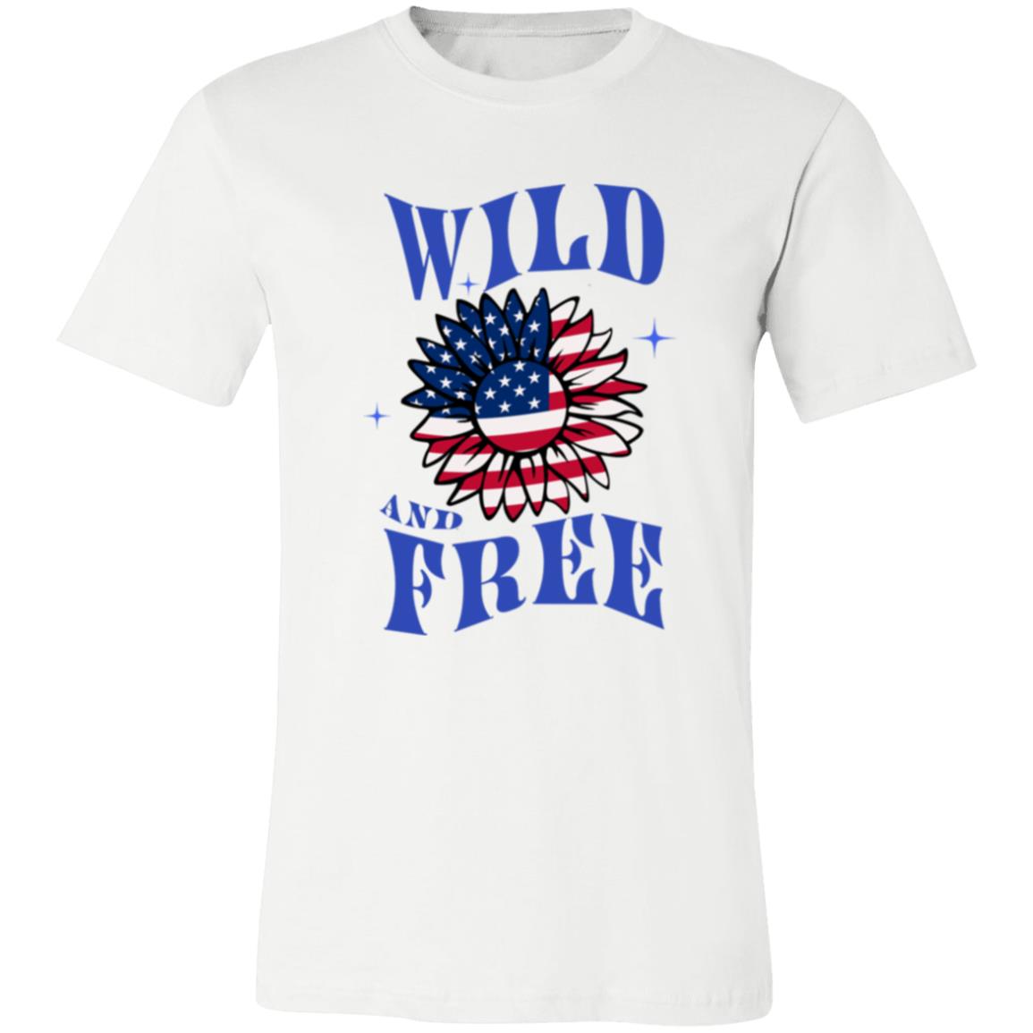 Wild and Free Ladies Patriotic Sunflower Short Sleeve Bella Canvas T-Shirt