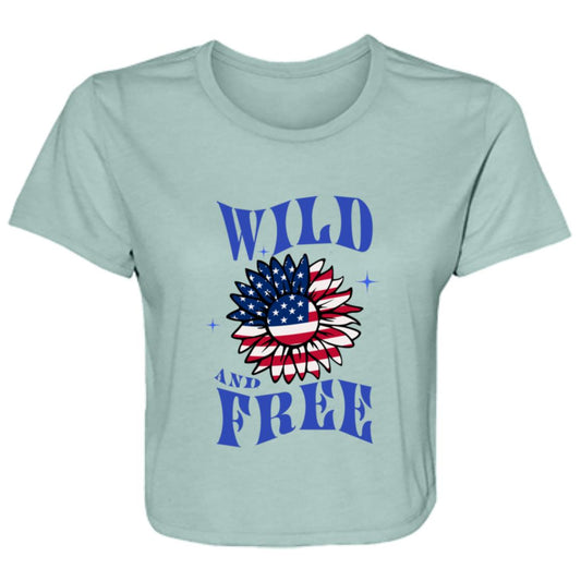 USA Sunflower Womens Crop Top, Wild and Free, Patriotic Sunflower, Dainty Summer Top, Cute Shirt