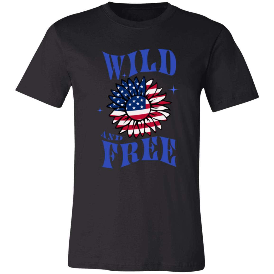 Wild and Free Ladies Patriotic Sunflower Short Sleeve Bella Canvas T-Shirt