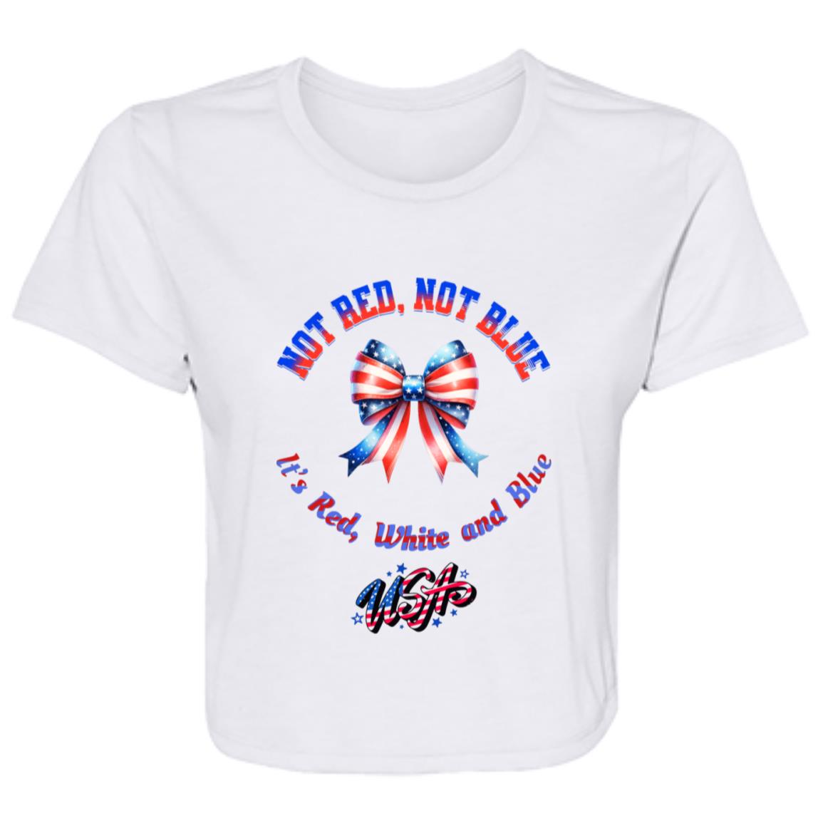 USA Patriotic Womens Crop Top T-Shirt, Not Red. Not Blue, Unity Evoking Tee.  USA Clothing, Cute Dainty T-Shirt.