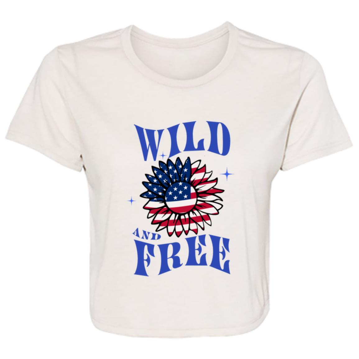 USA Sunflower Womens Crop Top, Wild and Free, Patriotic Sunflower, Dainty Summer Top, Cute Shirt