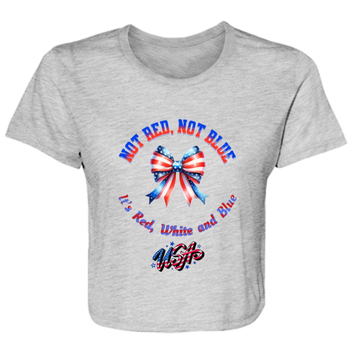 USA Patriotic Womens Crop Top T-Shirt, Not Red. Not Blue, Unity Evoking Tee.  USA Clothing, Cute Dainty T-Shirt.