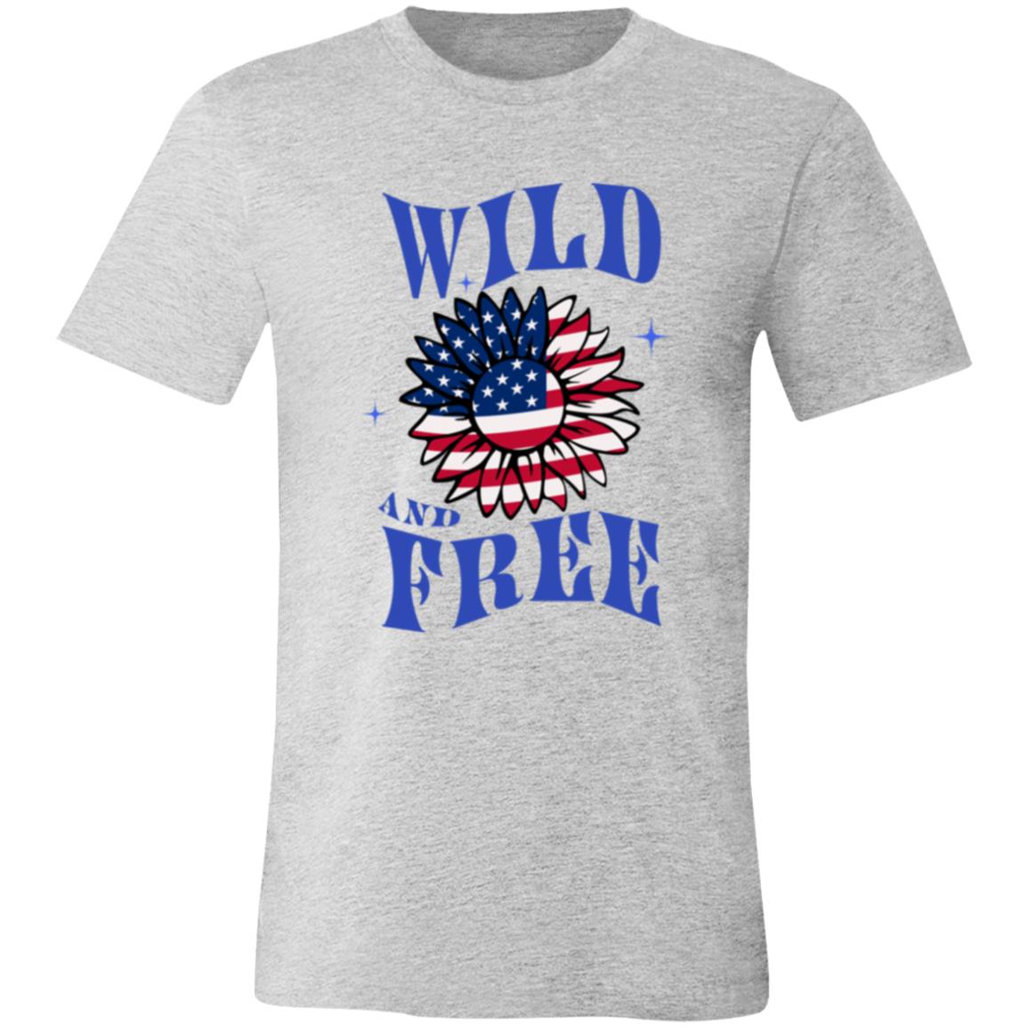 Wild and Free Ladies Patriotic Sunflower Short Sleeve Bella Canvas T-Shirt