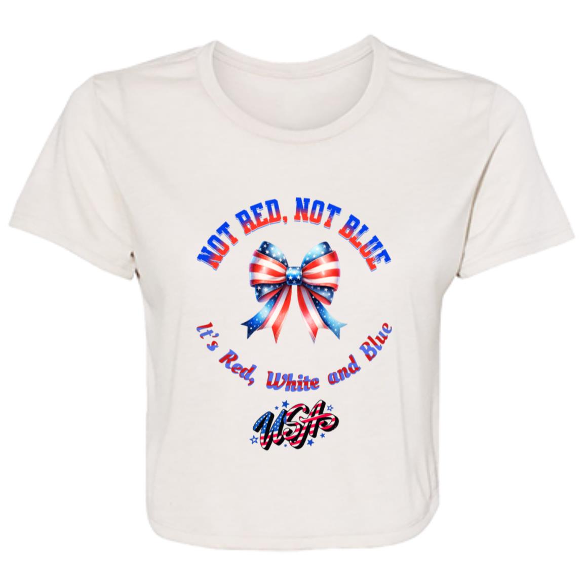 USA Patriotic Womens Crop Top T-Shirt, Not Red. Not Blue, Unity Evoking Tee.  USA Clothing, Cute Dainty T-Shirt.