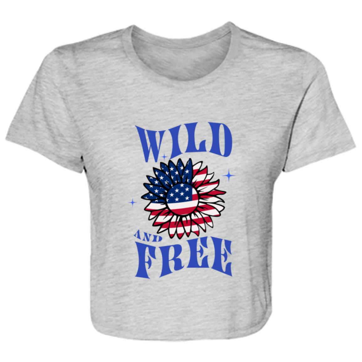 USA Sunflower Womens Crop Top, Wild and Free, Patriotic Sunflower, Dainty Summer Top, Cute Shirt