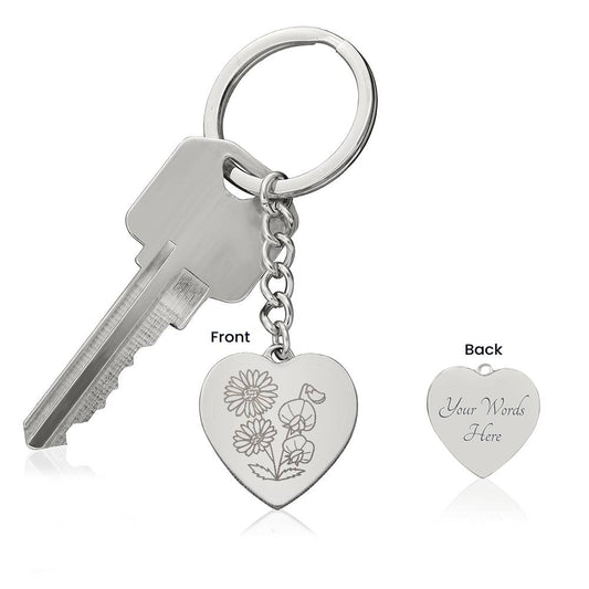 Birth Flower Keychain Personalize Gift for Mom, Daughter, Friend (April Daisy)