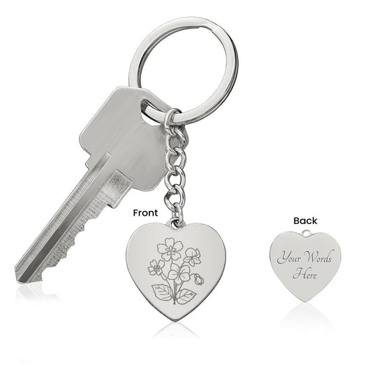 Birth Flower Keychain Personalize Gift for Mom, Daughter, Friend (Feb. Violet)