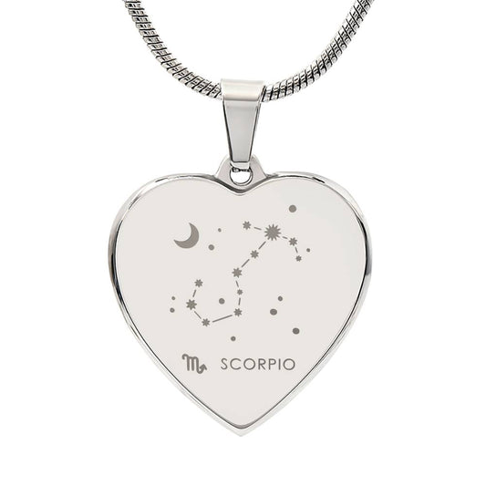 Scorpio Personalized Zodiac Constellation Map Heart Shaped Engravable Necklace