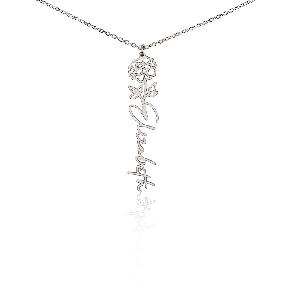 Personalized Birth Flower Name Necklace October Libra