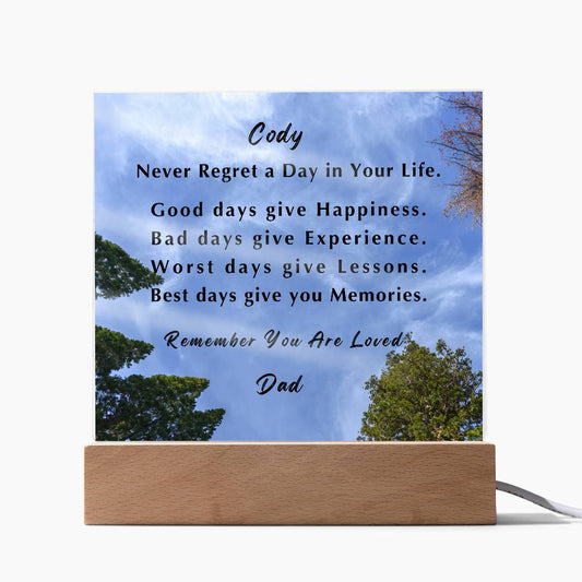 Personalized Son High School College Graduation Plaque, Square Acrylic with LED Light, Back to School Gift