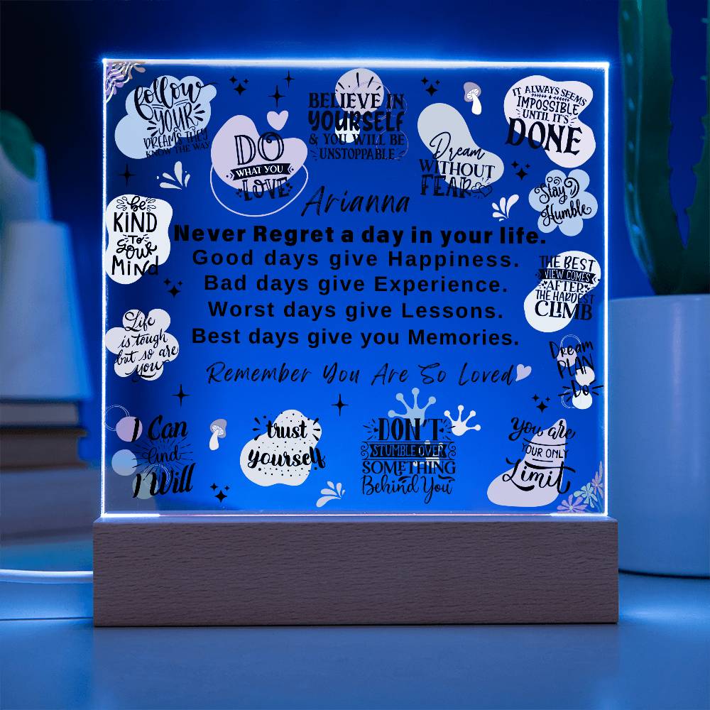 Personalize Back to School Positive Affirmations Plaque, Never Regret Encouragement, High School College Graduation Gift, Desk Decor