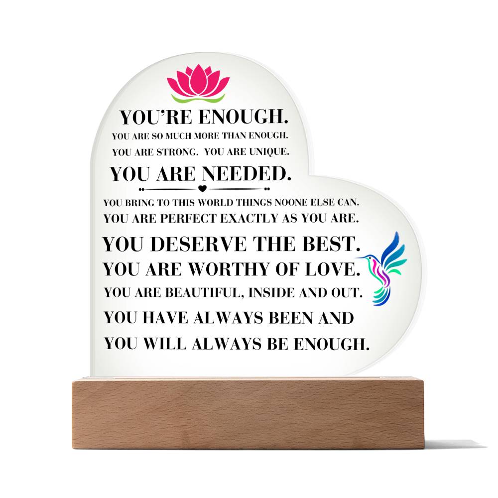 You Are Enough Encouragement Plaque LED Base