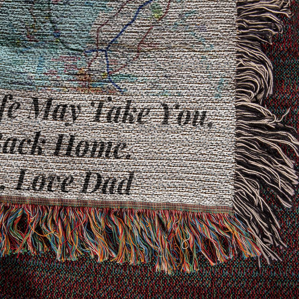 Personalized Father-Daughter Distance Blanket | Mountain Map Keepsake | Long-Distance Gift for Daughter| 50X60" Design 1