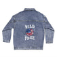 Wild and Free Patriotic Sunflower Oversized Womens Jean Jacket | American Freedom Denim | USA Pride Apparel