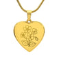 Birth Flower Heart Necklace Personalize February Violet