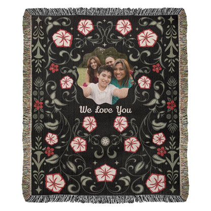 Floral Hibiscus Custom Photo Woven Blanket