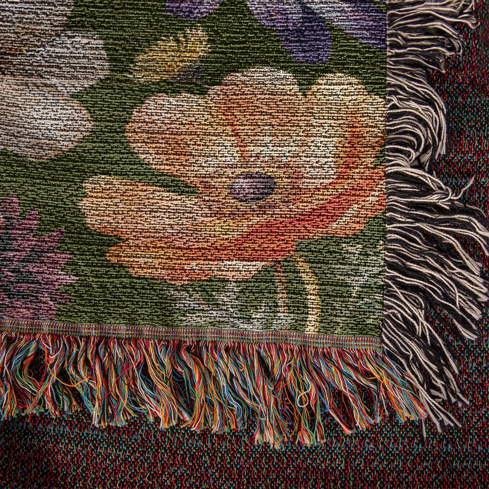 Wild Flowers Woven Throw, Dainty Floral Blanket, Cotton Throw 50x60"