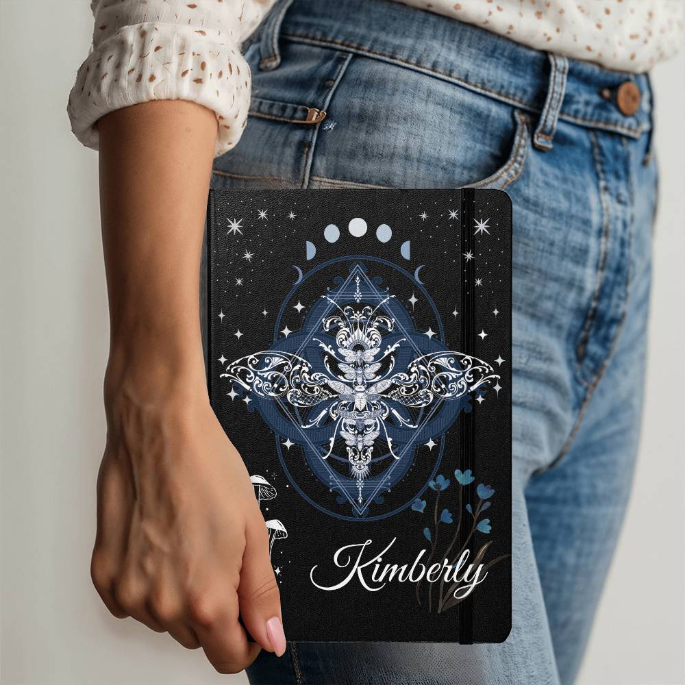 Luna Moth Celestial Mushrooms and Stars, Witchy Journal, Spiritual Notebook