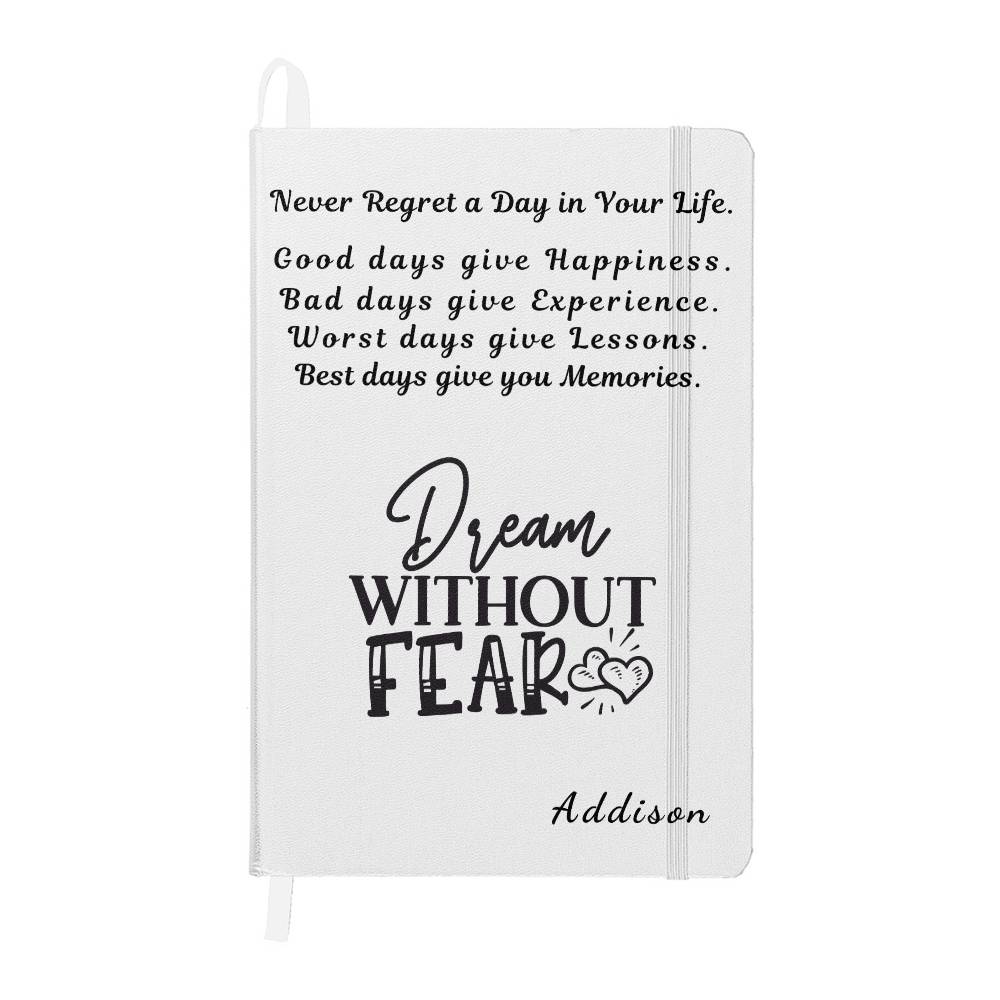 Personalize Encouragement Hardbound Journal, Words of Encouragement Never Regret a Day in Your Life