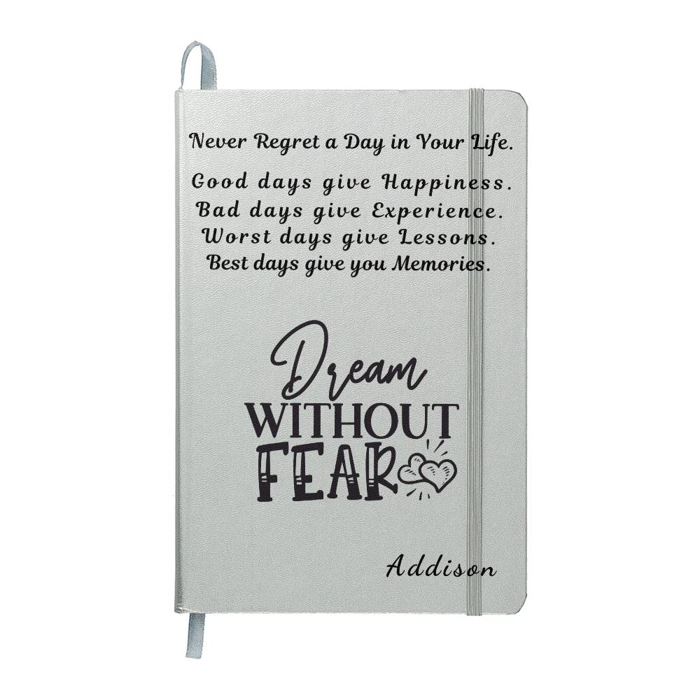 Personalize Encouragement Hardbound Journal, Words of Encouragement Never Regret a Day in Your Life