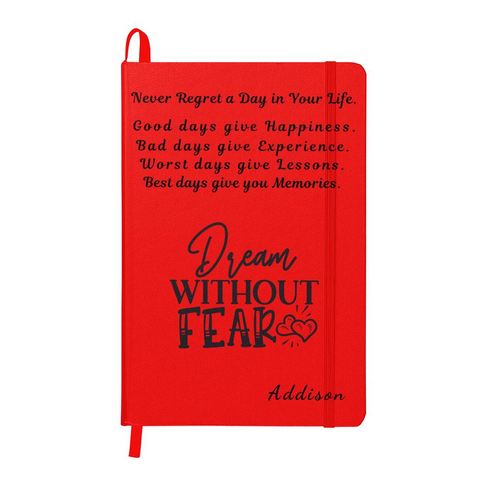 Personalize Encouragement Hardbound Journal, Words of Encouragement Never Regret a Day in Your Life