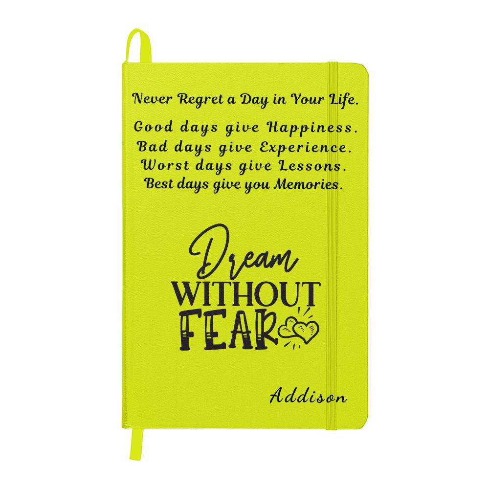 Personalize Encouragement Hardbound Journal, Words of Encouragement Never Regret a Day in Your Life