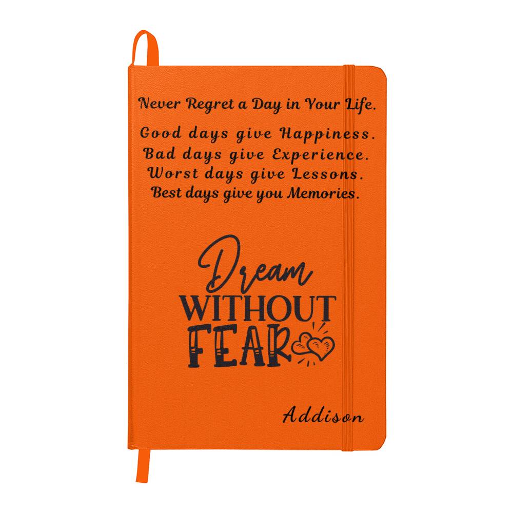 Personalize Encouragement Hardbound Journal, Words of Encouragement Never Regret a Day in Your Life