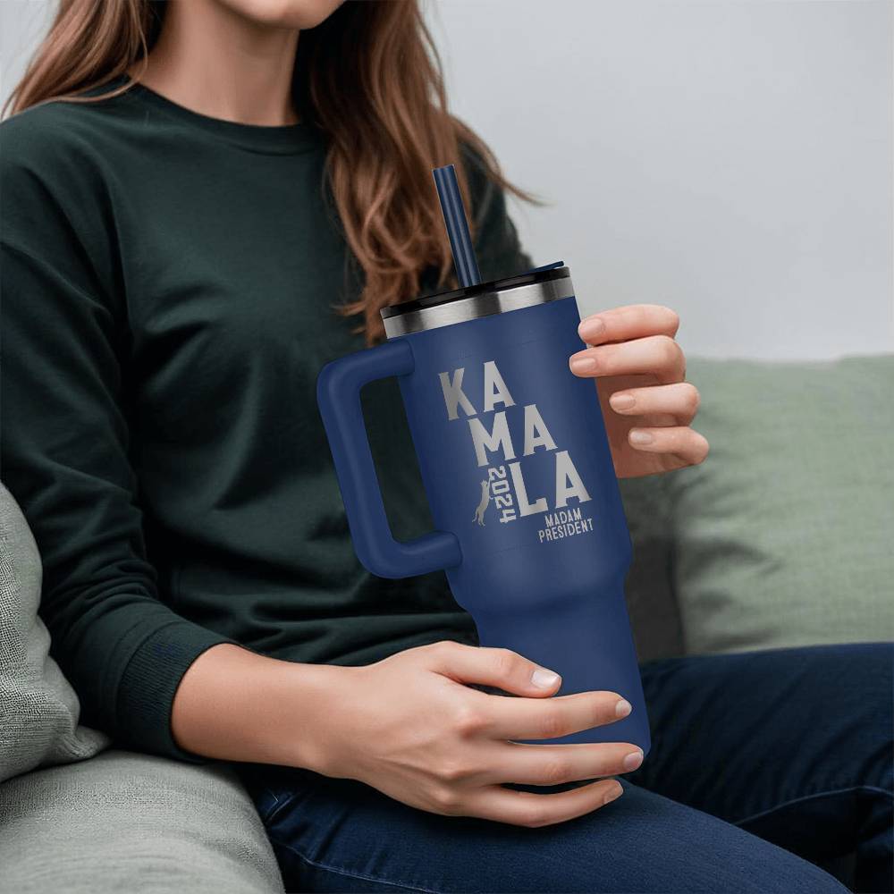 Kamala 2024 (Cat) 40 oz Tumbler, Laser Engraved with Straw, Cats for Kamala Harris