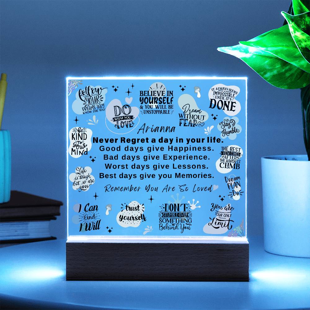 Personalize Back to School Positive Affirmations Plaque, Never Regret Encouragement, High School College Graduation Gift, Desk Decor