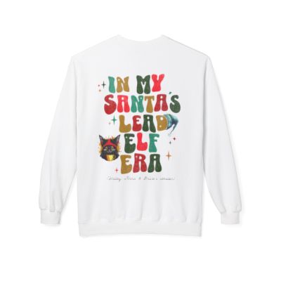 Personalized In My Santa's Lead Elf Era Womens Midweight Softstyle Fleece Crewneck Sweatshirt. Custom Christmas Pullover