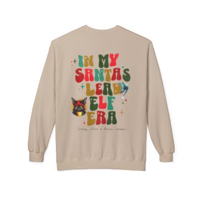 Personalized In My Santa's Lead Elf Era Womens Midweight Softstyle Fleece Crewneck Sweatshirt. Custom Christmas Pullover