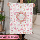 Floral Rose Custom Name Baby Blanket, Personalized Minky Touch Fleece Blanket