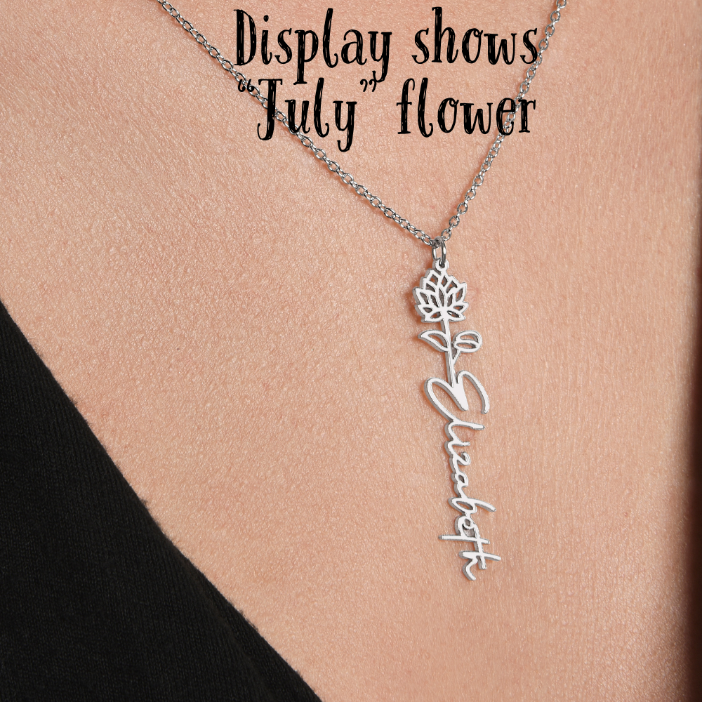 Personalized Birth Flower Name Necklace October Libra