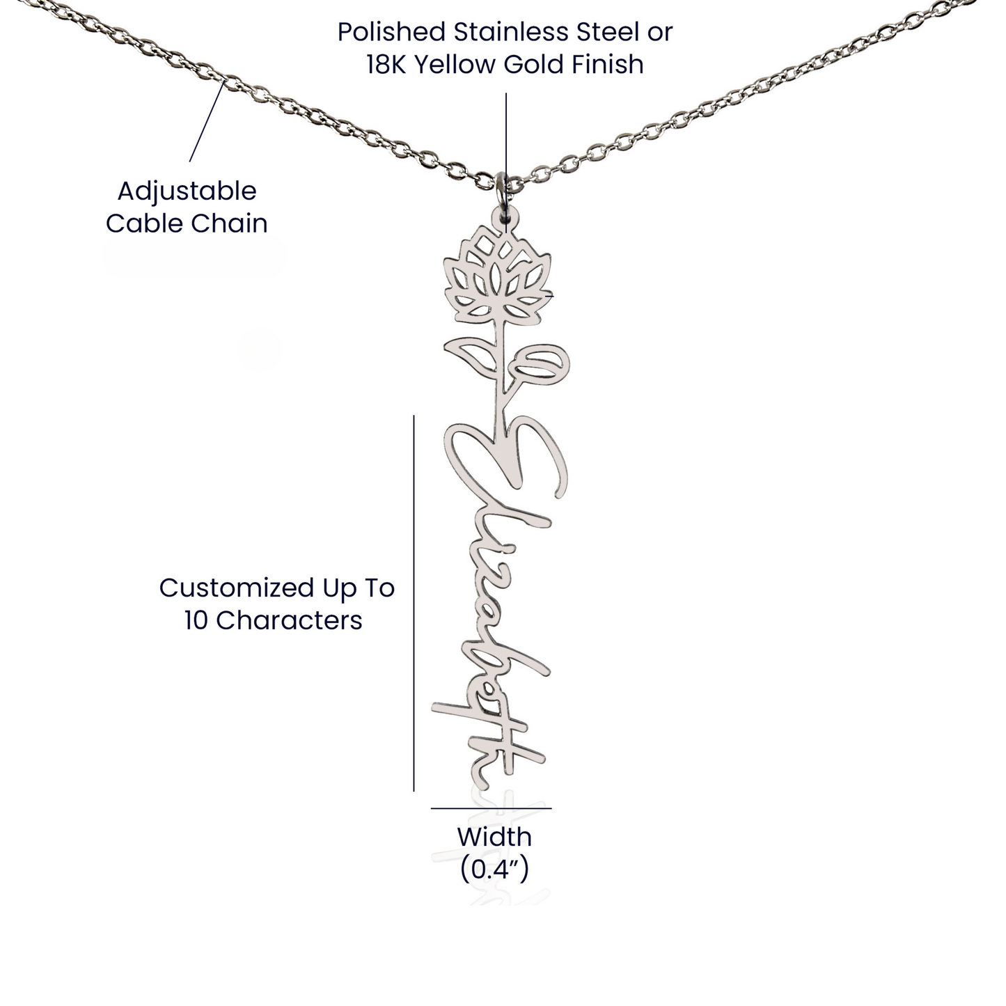 Birth Flower Personalize Name Necklace October Scorpio Gift for Mom, Daughter, Best Friend