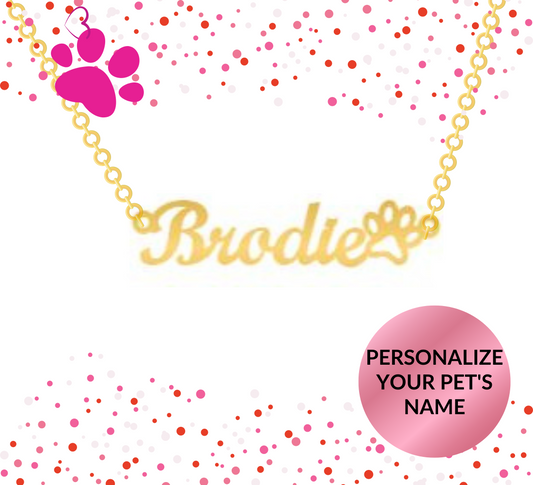 PERSONALIZED PAW PRINT NAME NECKLACE