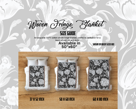 Silver Floral Woven Blanket for Her, Anniversary or Birthday Gift, Elegant Home Decor
